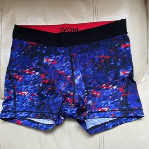 Blue and red booty shorts